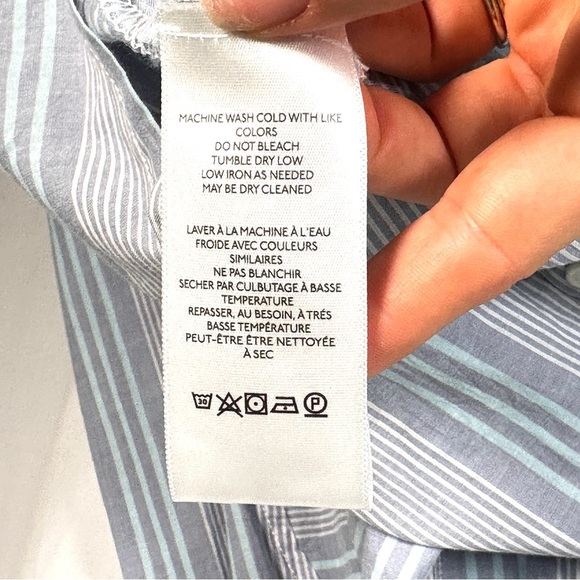 BDG Urban Outfitters Striped Cotton Oversized Open Back Coastal Grandma Shirt M - Picture 8 of 13